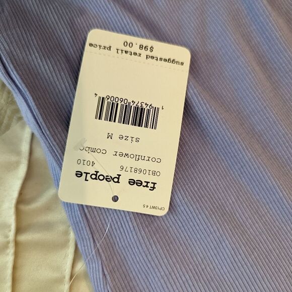 𝅺free people feeling it cornflower combo lightweight patchwork top sz m nwt - Picture 3 of 6